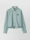 Miu Miu Check Cropped Button-front Shirt In Multi