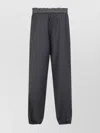 Miu Miu Checkered Drawstring Wool Pants With Elastic Waistband In Gray