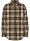 Miu Miu Multicolor Embroidered Wool Down Jacket In Brown