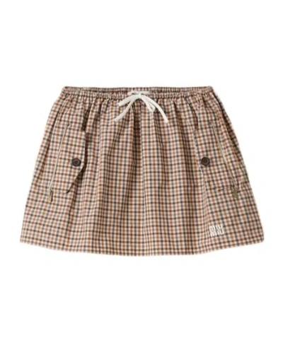 Miu Miu Checkered Skirt In Nude