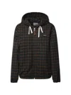 Miu Miu Check-pattern Hooded Jacket In Blue