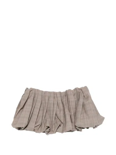 Miu Miu Check-pattern Pleated Mini Skirt In Brown