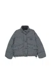 Miu Miu Check-pattern Reversible Jacket In Blue