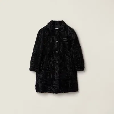 Miu Miu Chekiang Lambskin Coat In Black