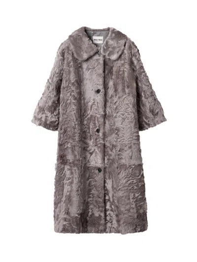 Miu Miu Chekiang Lambskin Coat In Nube