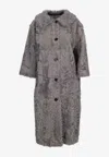 Miu Miu Chekiang Lambskin Single-breasted Coat In Gray