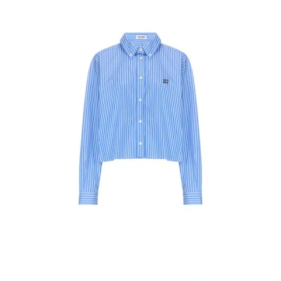 Miu Miu Chemise Rayé En Coton In Blue