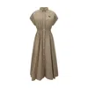 Miu Miu Poplin Shirt Dress Waist Gathering Detail In Brown
