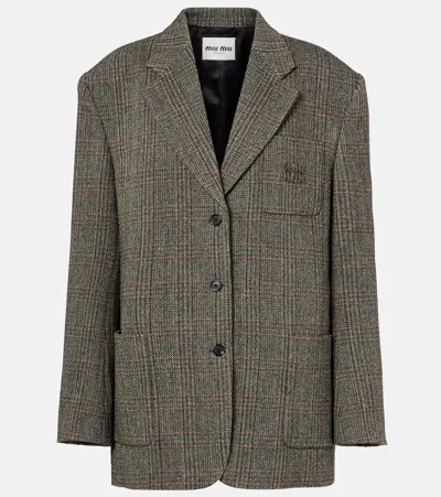 MIU MIU CHEVRON VIRGIN WOOL SUIT JACKET
