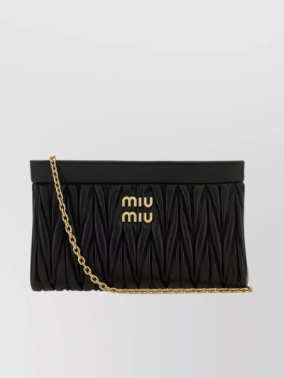 Miu Miu Matelassé Leather Shoulder Bag In Black