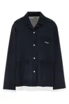 Miu Miu Women's Navy Silk Shirt In Blubianco