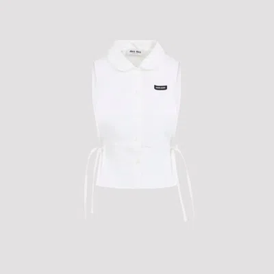 Miu Miu Chic Cotton Blend Shirt For Women In White