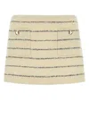 Miu Miu Embroidered Bouclã© Mini Skirt In Stripped
