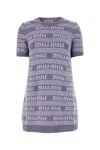 Miu Miu Multicolor Embroidered Wool Blend Mini Sweater Dress In Printed