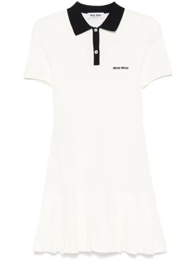 Miu Miu Chic Mini Piquet Dress For Women In White