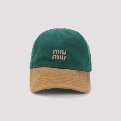 Miu Miu Drill Baseball Cap In Green