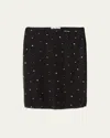 Miu Miu Chiffon Crystal Low-waist Tube Skirt In Nero