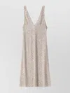 Miu Miu Chiffon Dress Embroidered Open Back In Silver