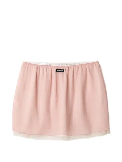 Miu Miu Chiffon Miniskirt In Brown