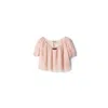 Miu Miu Layered Crinkle Silk Crop Top In Pink