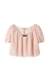 Miu Miu Layered Crinkle Silk Crop Top In Pink
