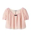 Miu Miu Layered Crinkle Silk Crop Top In Animal Print