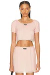 Miu Miu Layered Crinkle Silk Crop Top In Pink