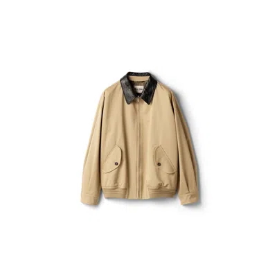 Miu Miu Chino And Leather Bomber Jacket In Brown