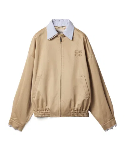 Miu Miu Chino Blouson Jacket In Animal Print