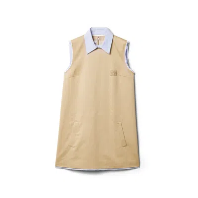 Miu Miu Chino Dress With Poplin Details In Nude