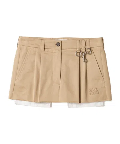 Miu Miu Chino Miniskirt In Nude