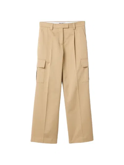 Miu Miu Casual Pants With Belt Loops In Neutral