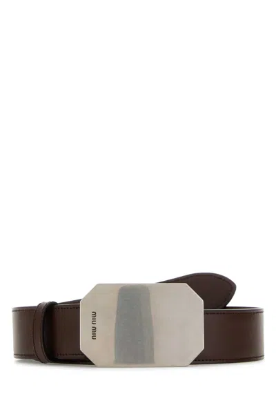Miu Miu Chocolate Calf Leather Belt In Brown