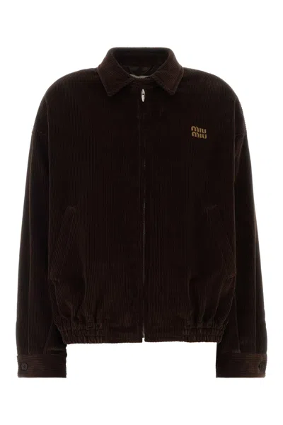 Miu Miu Chocolate Corduroy Jacket In Brown