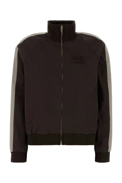 Miu Miu Chocolate Cotton Jacket In Gray