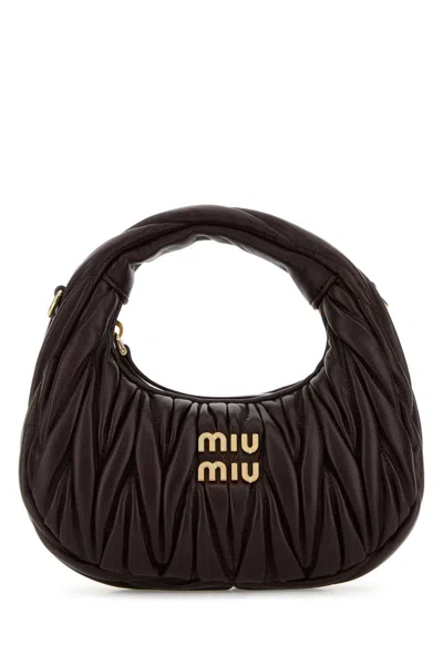 Miu Miu Chocolate Nappa Leather Mini Wander Handbag