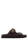 Miu Miu Chocolate Nappa Leather Slippers In Brown