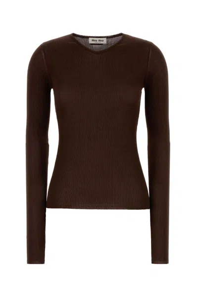 MIU MIU CHOCOLATE SILK T-SHIRT