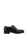 Miu Miu Brogue Leather Double Monk Loafers In Black