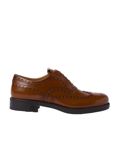 MIU MIU CHURCH'S X MIU MIU BRUSHED LEATHER OXFORD BROGUE SHOES