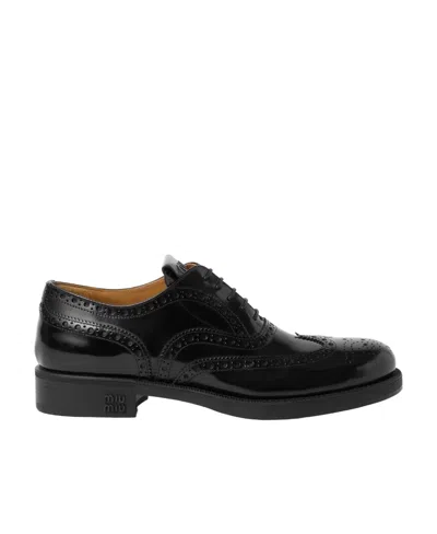 MIU MIU CHURCH'S X MIU MIU BRUSHED LEATHER OXFORD BROGUE SHOES