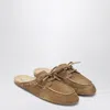 Miu Miu Cinnamon-colored Washed Suede Leather Mules In Brown