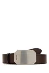Miu Miu Leather Belt With Adjustable Length And Rectangular Buckle