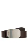 Miu Miu Leather Belt With Adjustable Length And Rectangular Buckle