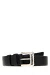 Miu Miu Women Black Solid Formal Belt In Metallic