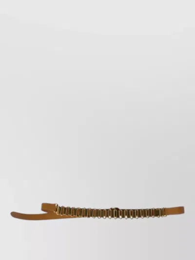 Miu Miu City Calf Leather Chain Link Belt In Brown