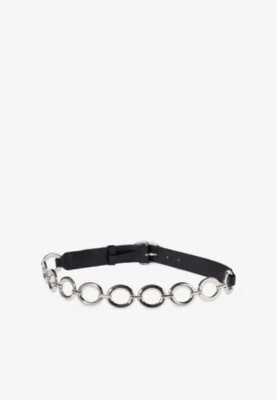 Miu Miu City Calfskin Logo Belt In Metallic
