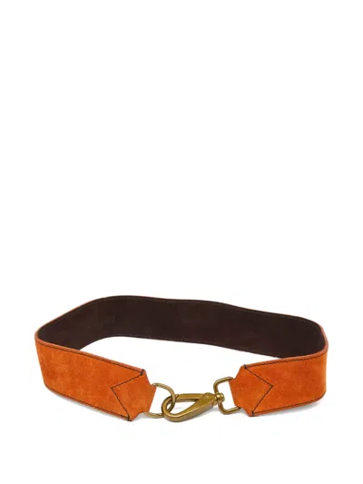 Pre-owned Miu Miu Clasp Suede Belt In Orange
