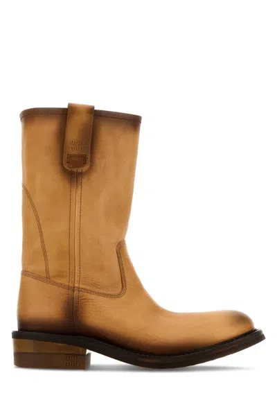 Miu Miu Classic Calf Leather Boots In Transparent