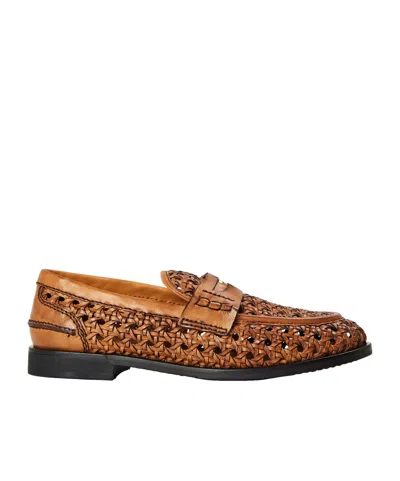 Miu Miu Hand-woven Calfskin Loafer In Brown